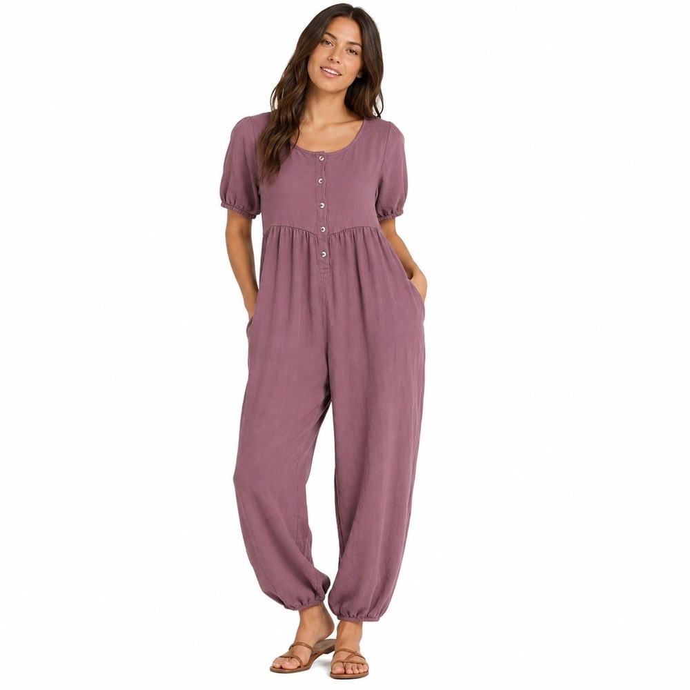 Kate Quinn Women's Jumpsuit Small Organic Cotton Mauve Pockets Oversized Baggy